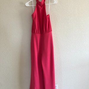 Lulus Moment for Life Coral Pink Halter Jumpsuit